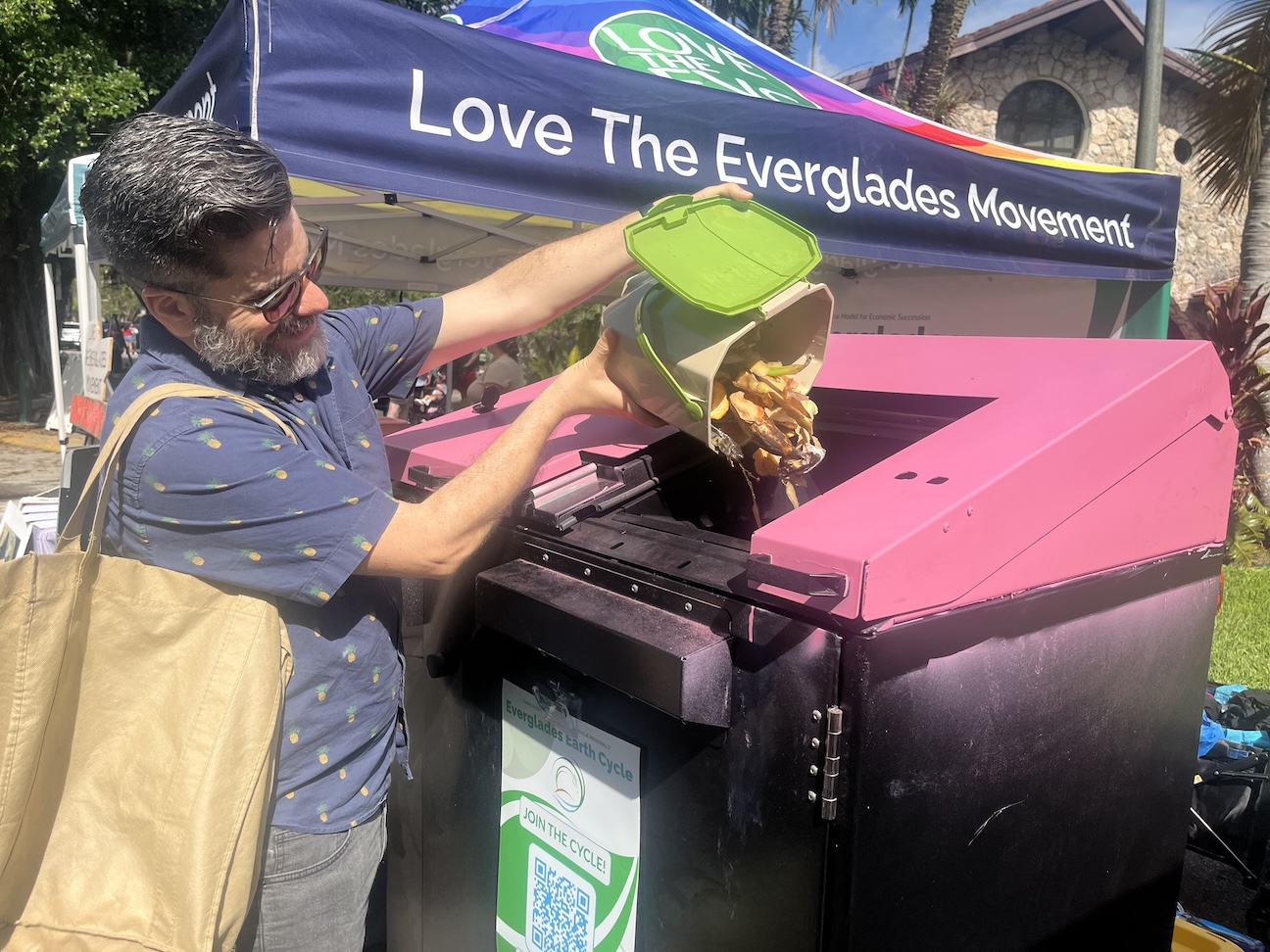 Residential composting program in Miami with neighborhood drop-off hubs